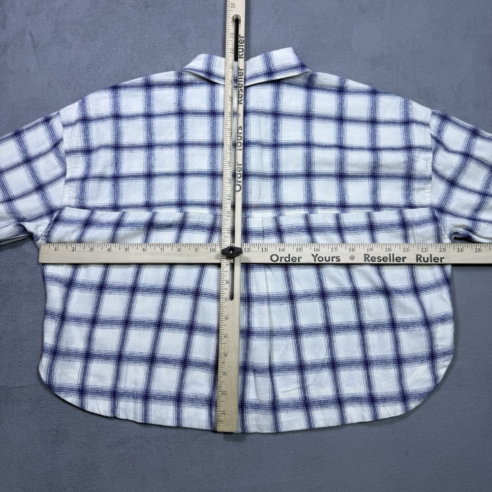 Madewell Flannel Shirt Womens S Short Boxy Slouchy Oversized Plaid Boho NEW - Picture 6 of 7